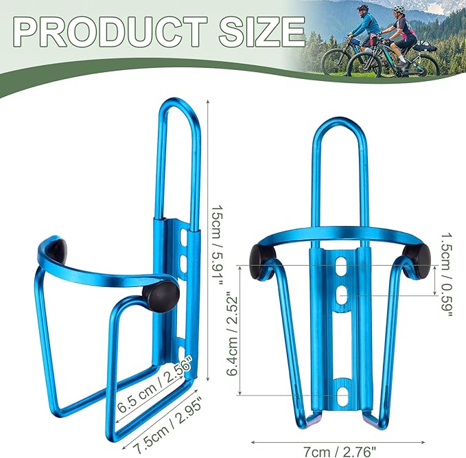 Water Bottle Cage, Bike Water Bottle Holder, Lightweight Aluminum Alloy Bicycle Cup Cage with Beads & Screws Tool - Fitting for (Road/MTB Cycling/Touring Bike) 2 Pack & Blue