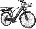 Jasion Roamer EBike for Commuting and Travel,1200W Peak Motor,28 MPH Max Speed,528WH Removable Battery Ebike, Front Suspension and 7-Speed Bicycle,Black,with Dual Disc Brake and Rear Basket