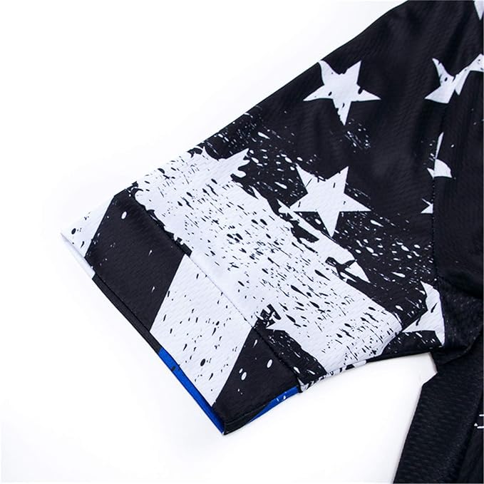 JPOJPO USA Cycling Jersey Men Short Sleeve Bike Shirts Biking Jersey Summer American Bicycle Tops with 3 Pockets Reflective
