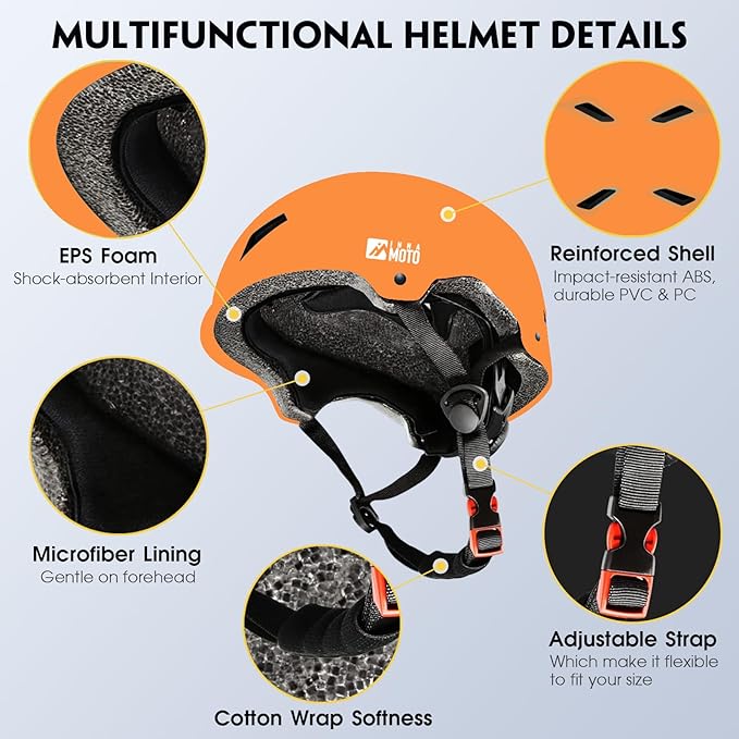 Skateboard Helmet for Adults - Adjustable Certified Safety Adults Helmet for Skateboarding Bike Bicycle Scooter Cycling Skate Skating Multisport Helmets for Women Men Boys Girls Kids Youth