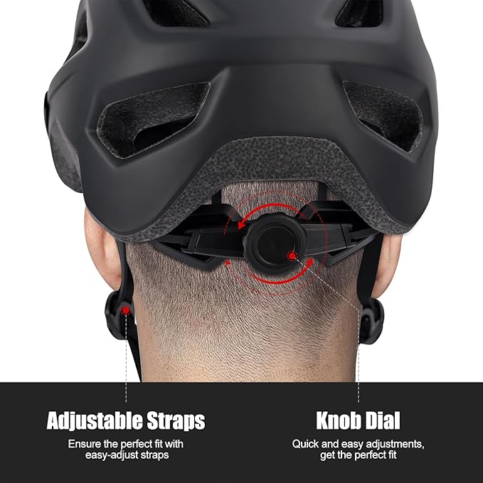 Bike Helmets for Men and Women, Mountain Bike Helmet with Extended Visor Helmets for Adults Adjustable & Comfortable Bicycle Helmet Road Bike Helmet 55-61cm