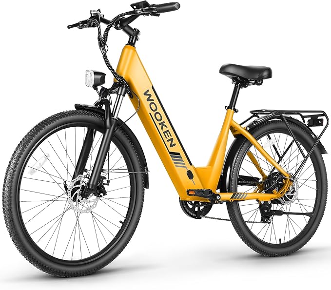 Wooken Electric Bike for Adults, 1000W Peak Ebike, 26" x 2.1" Tire Step Through Electric Bike, City Cruiser Ebike with 48V 10.4/15Ah Removable Battery, 7 Speed, SGS Certified to UL2849