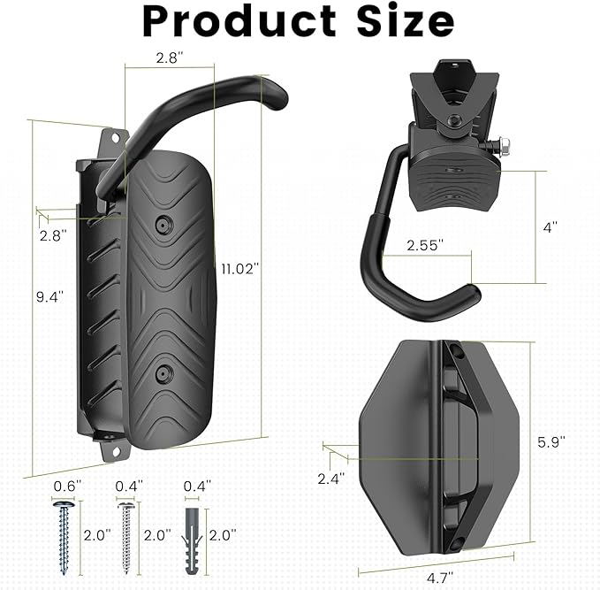 Housolution Swivel Bike Wall Mount [4 Pack], 150° Swivel Vertical Bike Rack Wall Hanger Holds up to 66lbs for Mountain/Road/Hybrid Bikes, Bike Hangers, Bicycle Storage Rack for Garage