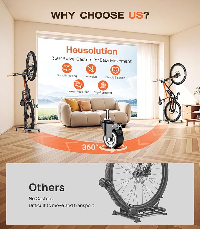 Housolution Vertical Bike Stand with Wheels up to 29", [2 Pack] Adjustable Height, No Drilling holds up to 80lbs, Freestanding Bicycle Rack for Garage & Apartment, Bike Stand Floor for MTB/Road Bikes