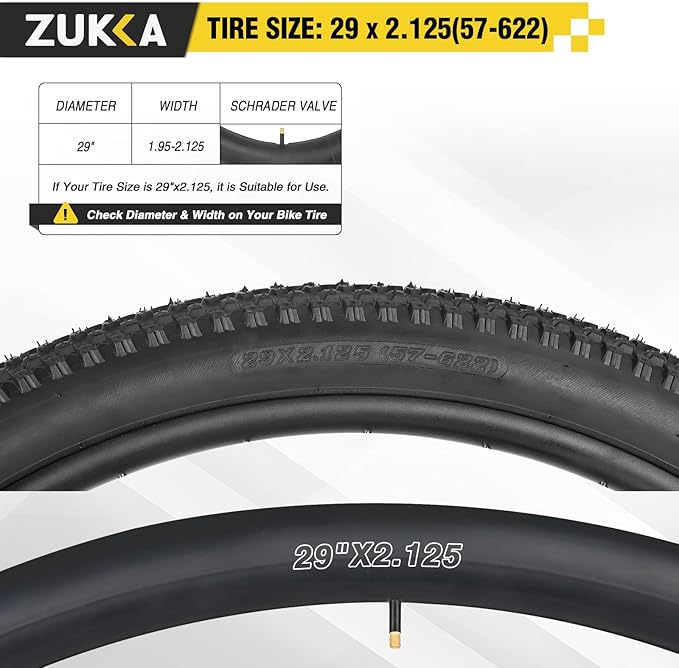ZUKKA Bike Tire 20/24/26/27.5/29 x 2.125 Bike Tire 2 Pack Mountain Bike Tire Folding Replacement Tire for MTB Mountain Bike, Kids