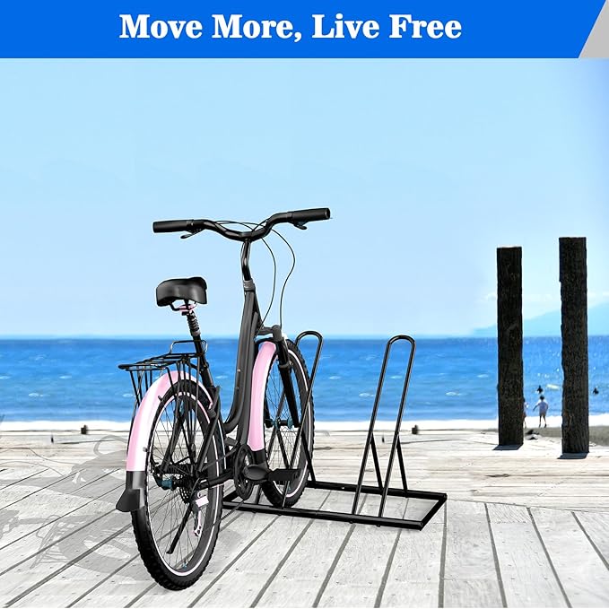 Tuenort 2 Bike Rack, Parking Bike Stand, Outdoor For Mountain Floor Bike Rack, Heavy Duty For Bicycle Garage, Space-Saving Bicycle Holder For Home, Yard, Office, Black