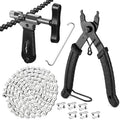 Bike Chain Tool Kit with 6/7/8 Speed Chain, Bike Chain Breaker with Hook, Link Plier and 6 Pairs Bicycle Buckle for Road Mountain Racing Cycling