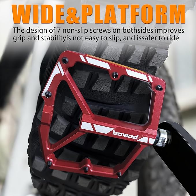 Bike Pedals 9/16" Lightweight Non-Slip Bicycle Platform Pedals - Fits Most Adult Bikes & Mountain Bikes &MTB, Road Bikes and Slip-Resistant Design
