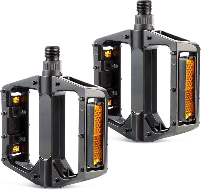 2026 New 9/16 inch Urban Commuter Bicycle Pedal, Built in Reflector, Sealed Bearing and Anti Slip Pin, Aluminum Alloy Wide Platform, Waterproof Design, Suitable for Various Roads/Mountains/Commuters