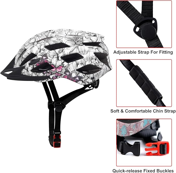 Adult Bike Helmets, Adjustable Mens Womens Bicycle Helmet, Lightweight Road Mountain Cycling Safety Sports Helmets with Detachable Visor