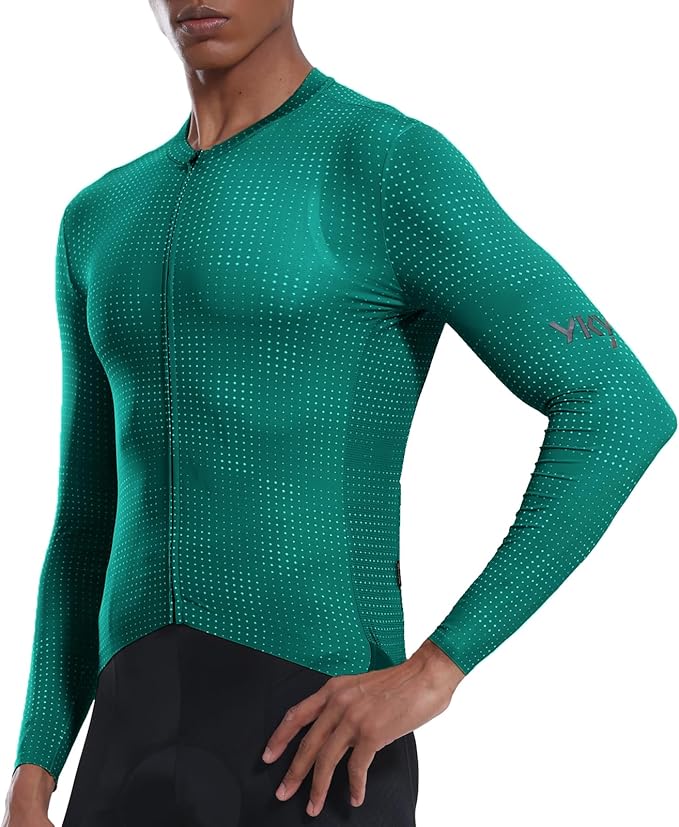 YKYWBIKE Cycling Jersey Men Long Sleeves Bike Jersey with Pockets Breathable MTB Biker Shirts Biking Shirts for Men Cycling