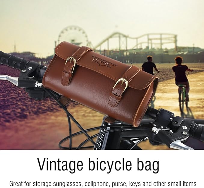 Tbest Retro Brown Wicker Accessories,Retro Artificial Leather ycle Front Frame Bag Pouch Cycling Accessory Leather Bag alforjas bicicleta vintage leather bag