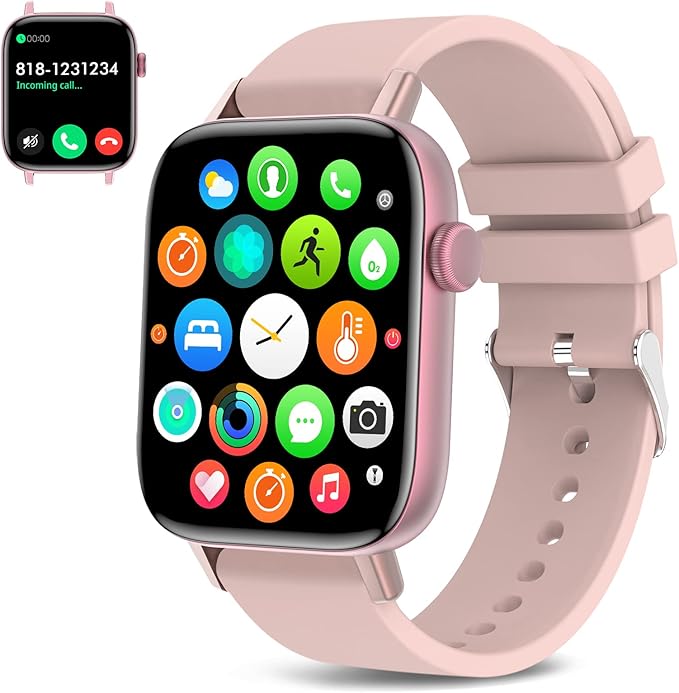 1.9" Smart Watch for Women - Bluetooth Call Fitness Tracker with Heart Rate/Sleep Monitor/Menstrual Reminder, DIY Watch Face Waterproof Smartwatch Compatible with Android iPhone (Pink)
