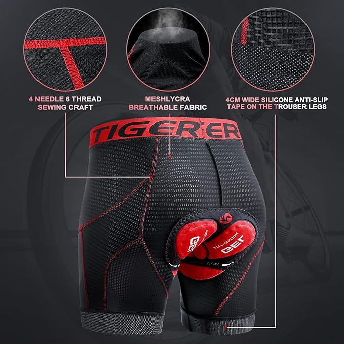 X-TIGER Men's Cycling Underwear Shorts 5D Padded Gel,MTB Biking Shorts Pants with Breathable,Adsorbent Design