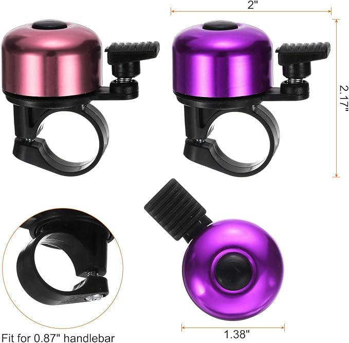 HARFINGTON Bike Bell Mini Bicycle Bell with Loud Crisp Clear Sound Bike Ring Bell Aluminum Bike Accessories