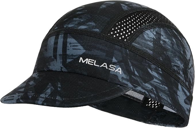 MELASA Cycling Cap, Cooling Skull Cap Helmet Liner with Sun Visor, Sun Protection Running Bike Cap for Men Women Under Helmet