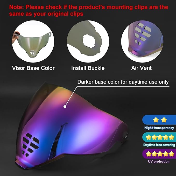 PSLER IC-06 visor- Icon Airflite Face Shield Motorcycle Helmet Visor Accessories Replacement for Icon Airflite IC-06,Deep Purple
