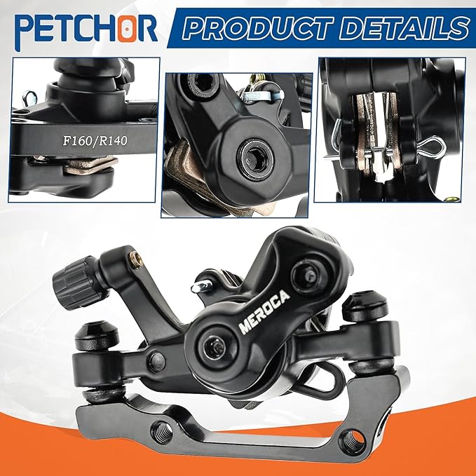 Mechanical Disc Brake Set, 1 Pair Front & Rear Calipers for MTB, Road, Folding Bikes, Aluminum Alloy Dual Piston Design, Includes Mounting Adapter
