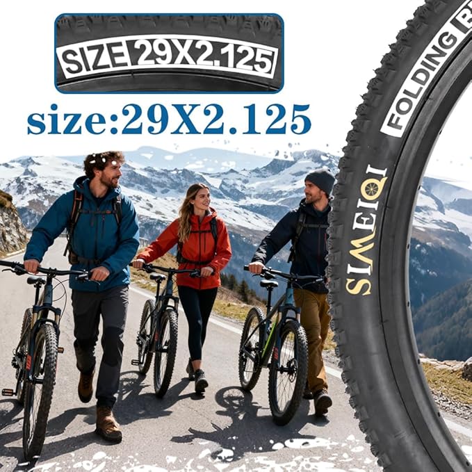 SIMEIQI 2 Pack 24/26/27.5x1.95 26x2.1 29x2.125 Inch Anti-Puncture Tires for Mountain Bike and Tubes Folding Replacement Bicycle Tyres for Hybrid Trails Commuter City Road