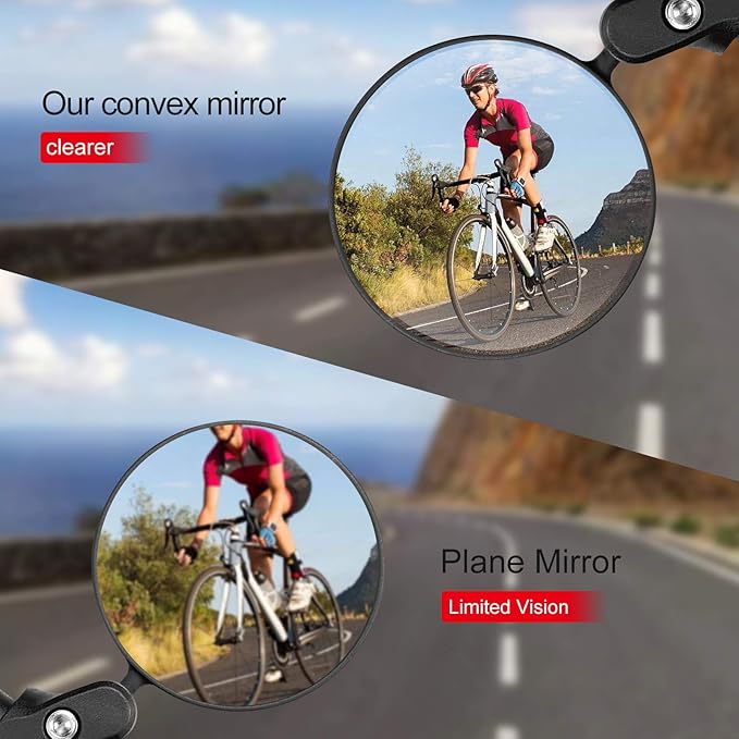 2 Pack Bicycle Rearview Mirror Bike Bar End Mirror Adjustable Bending Handlebar Bike Mirror Rotatable HD Bike Wide Angle Acrylic Convex Mirrors for Mountain Road Bicycle Moped Cycling