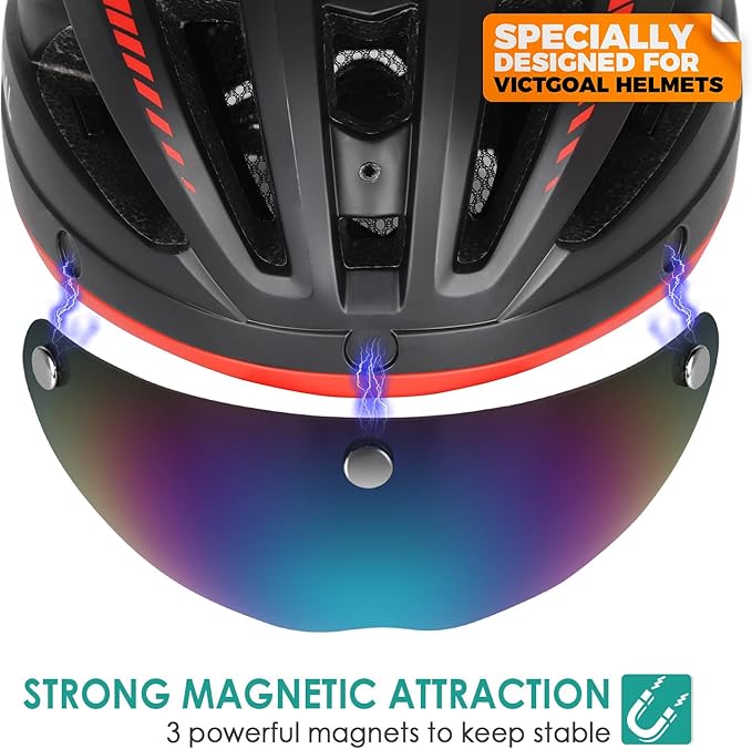 VICTGOAL Detachable Magnetic Bike Helmet Goggles Visor Especially Deisgned for VG110/VG112 Bicycle Helmet