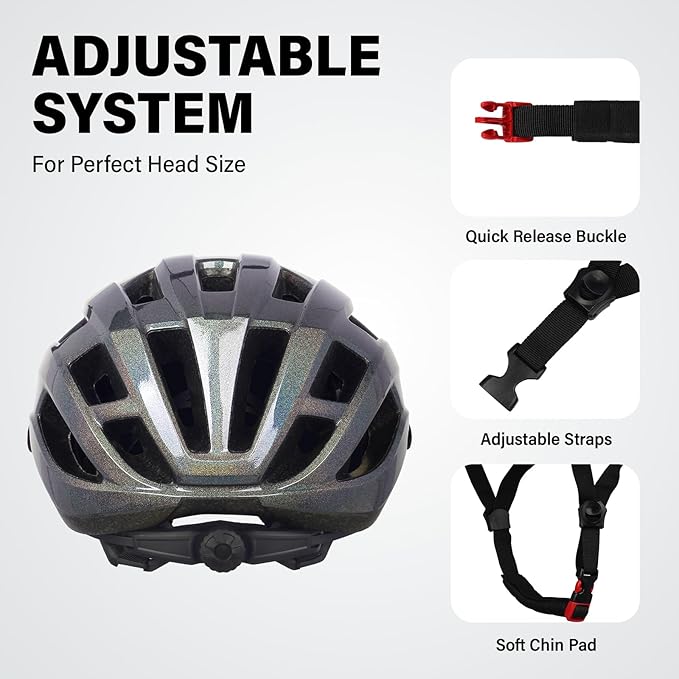 Youth Adult Road Bike Helmet, Men Women Adjustable Mountain Bicycle Helmet with Detachable Visor, 2 Sizes for Age 8-14+ Youth, Kids, Adult