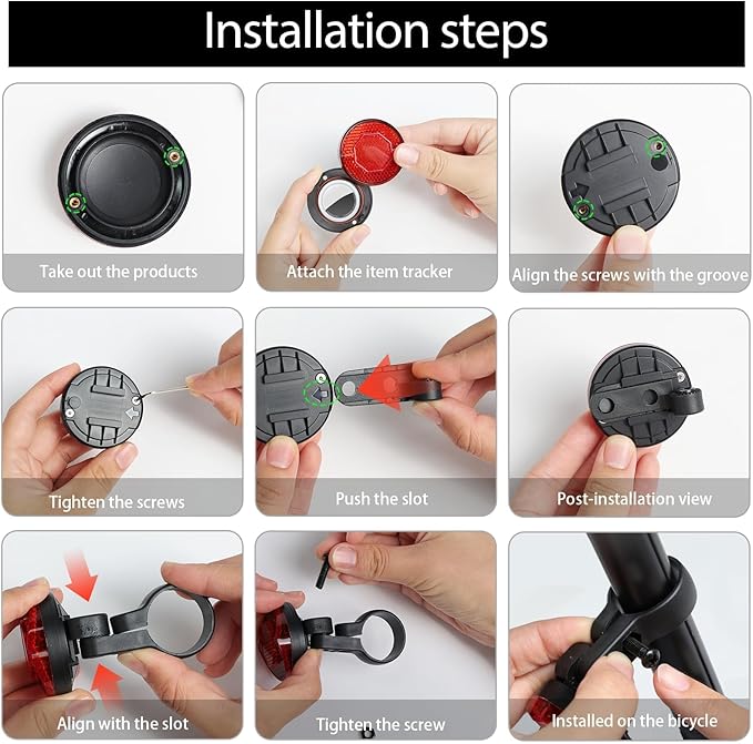 Hidden GPS Tracker Bike Mount, Waterproof Anti-Theft Bicycle Reflector Case for Airtag, Compatible with Bicycle & Scooter