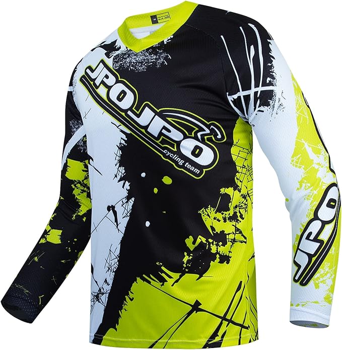 JPOJPO Men's Mountain Bike Jersey Long Sleeve MTB Off-Road Racing Downhill Motocross Shirts Quick Dry&Moisture-Wicking Tops