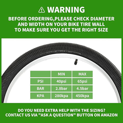 2-Pack Mountain Bike Tires & Inner Tubes Set 20X 1.75-2.125 Folding Puncture-Resistant Replacement Tires with Pair 1.75-2.125 Inner Tubes & Tire Levers for MTB Off-Road Bikes