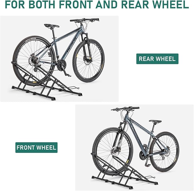 cyclists Indoor Bike Floor Stand - Bike Rack Floor Parking for Garage/Home - Bike Storage Bicycle Parking Rack Fit 20”-29” Mountain Road Bikes (For 2 Bikes)