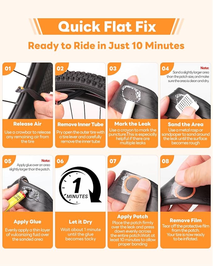 35 Pcs Bike Tire Repair Kit, Bicycle Inner Tube Patch Kit with Tire Lever and Adhesive Patches, Road Bike Flat Tire Patch Kits - Portable Case for Ebike, Motorcycle & Cycling Inflatable Tubes