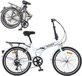 20" Folding City Commuter Bike,7-Speed Shimano,Lightweight Aluminum Frame,Foldable Bicycle for Adults,Compact Folding Bike,Mini Portable