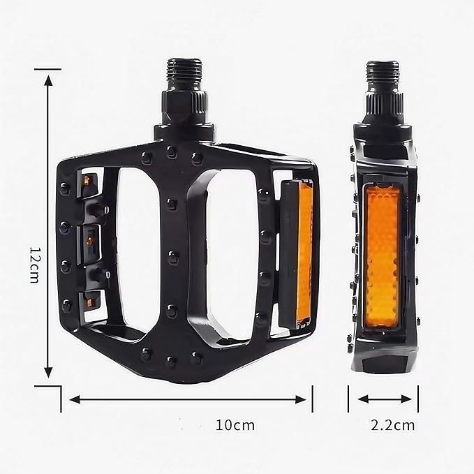 Aluminum Bike Pedals for Adult, Bicycle Flat Pedal Compatible Only 9/16 Inch Thread with Reflectors-Lightweight