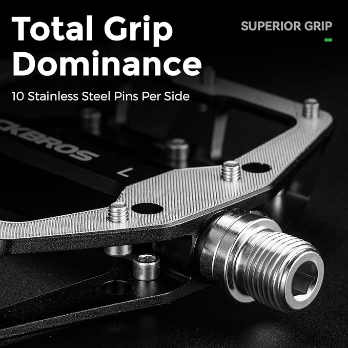 ROCKBROS Mountain Road Bike Pedals Durable CNC Machined Wide Flat Pedal Non-Slip Lightweight Aluminum Alloy，with Smooth Sealed Bearings for 9/16" Bicycle, MTB, E-Bike