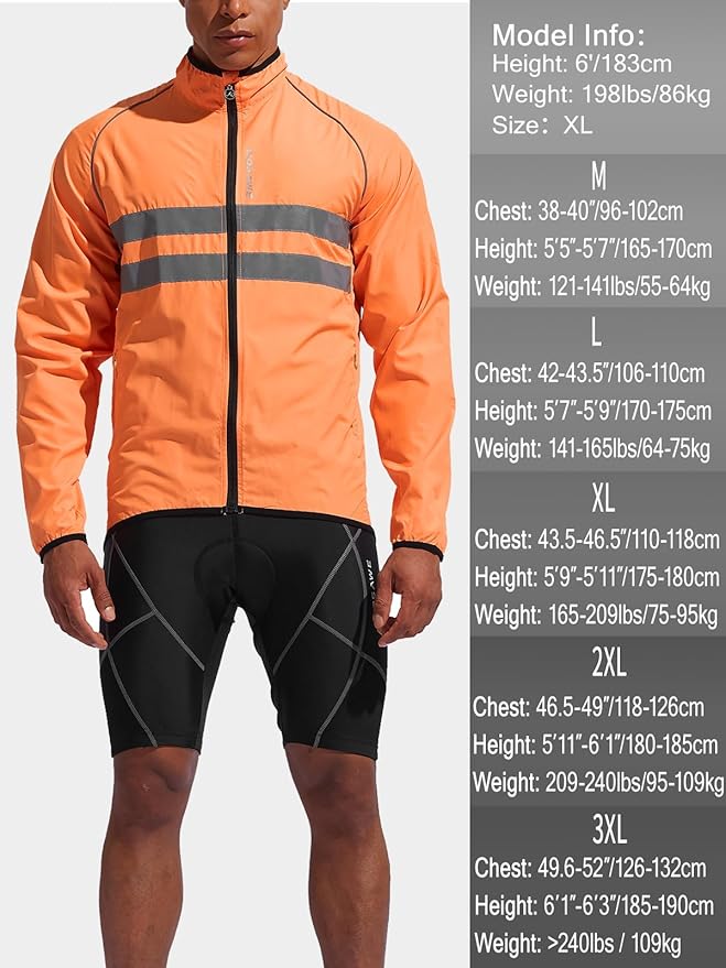 WOSAWE Packable Cycling Jacket Hooded Running Coat Lightweight Biking Windbreaker