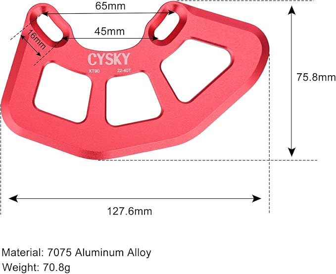 CYSKY Alloy MTB Bash Guard - Chain Ring Protector, ISCG05 Bike Chain Guard for 22T-40T Single Chainring, Chainstay Protector for Mountain Bike, Downhill, BMX