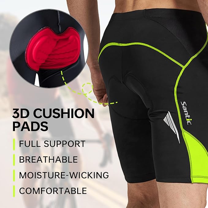 Santic Men's Cycling Shorts Padded Bicycle Riding Pants Bike Biking Clothes Cycle Wear Tights