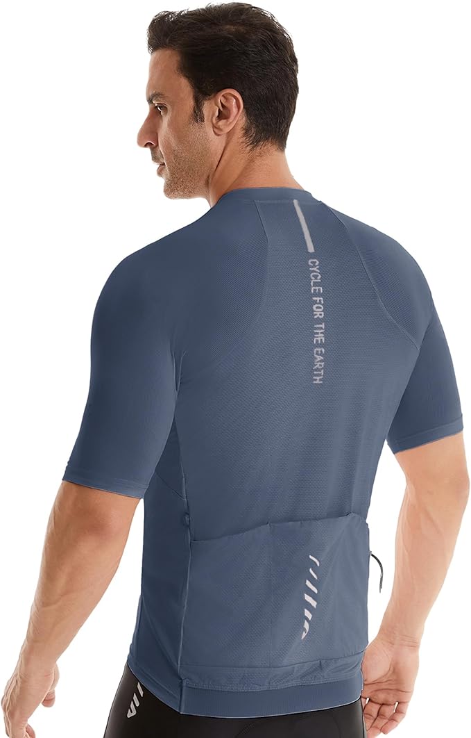 Wulibike Cycling Jersey Men Short Sleeve, Road Bike Shirts 1/4 Zipper with Pockets, Bicycle Clothing Breathable Quick Dry