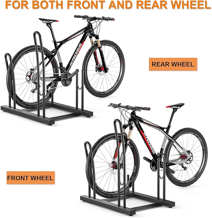 CXWXC 3/5 Bikes Stand Rack - Bike Storage Parking Racks Indoor/Outdoor - Bicycle Stand Garage for Parking Mountain Road Hybrid Bike, Fits Wheels up to 2.4" (on floor for 2 bikes)