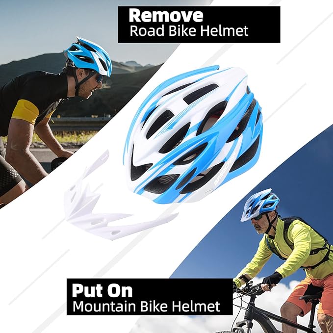 Basecamp Bike Helmet for Women Men with LED Safety Light Removable Sun Visor Lightweight Bicycle Helmet Adjustable Breathable Mountain & Road Cycling Helmets for Adult