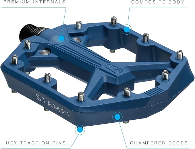 Crankbrothers Stamp Flat MTB Pedals - Size-Specific, Lightweight, Versatile, Durable Bike Pedals