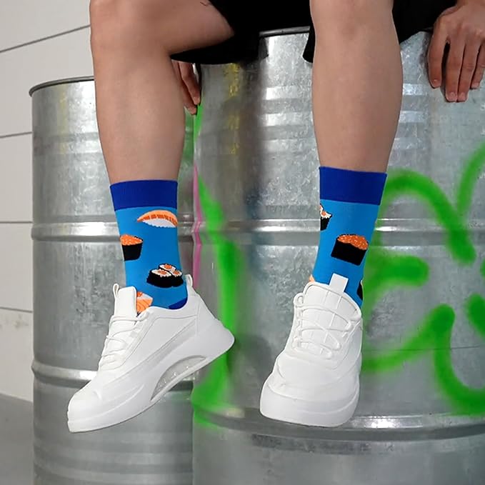 WeciBor Men's Dress Funny Crazy Colorful Novelty Combed Cotton Crew Socks 12 Pack - Size 7-10/10-13/13-15