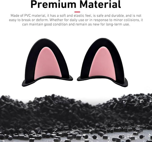 2 Pairs Cute Cat Ears Helmet Decorations, Removable Kitty Ear Stickers, Self Adhesive Kitty Ear Attachments, Universal for Most Bike, Electric Scooter & Motorcycle Helmets (Black & Pink)