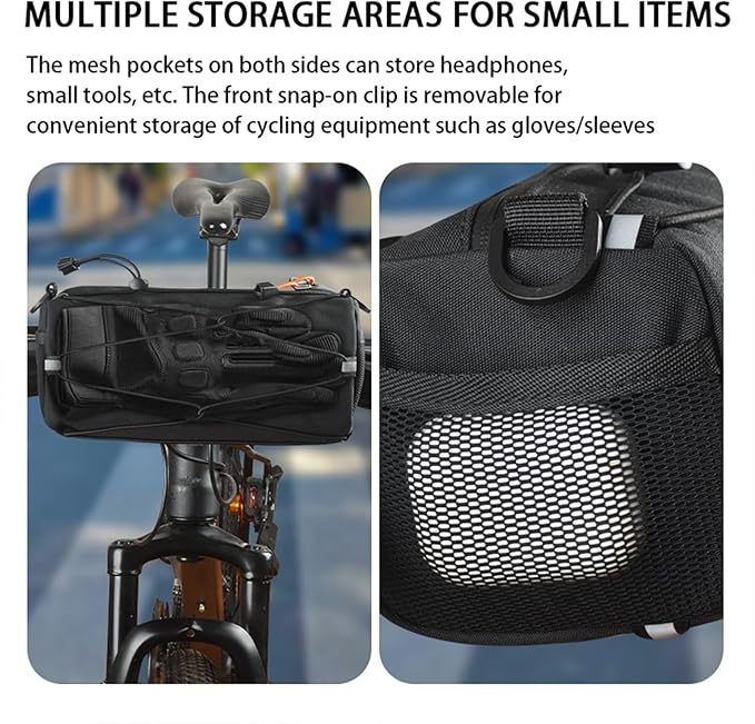 Multifunctional Bike Handlebar Bag - 2.4L Waterproof Bike Frame Front Pouch, Convertible Handlebar to Crossbody Sling Bag, Minimalist Design for Mountain/Road Bikes
