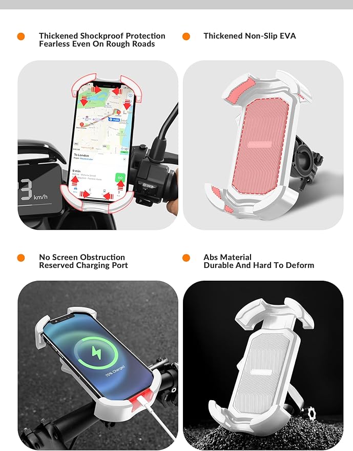 ROCKBROS Motorcycle Phone Mount, Motorcycle Phones Holder with Security Lock, Shockproof Phone Holder for Motorcycles, Adjustable Motorcycles Phone Holder Mount, Suitable for 4.7”-6.8” Phone