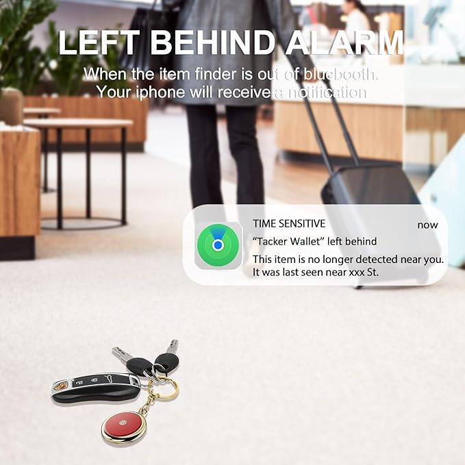 Tracker Finder Works for Apple Find My (iOS Only) GPS Tracker for Luggage Keys Backpack (Red, 1Pack)