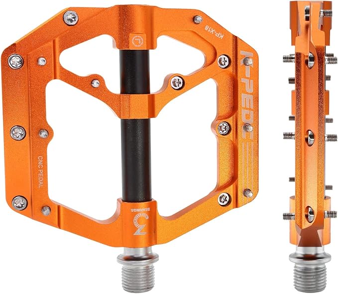 Aluminum Alloy 9/16" Bike Pedal MTB Wide Platform Flat Non-Slip Bicycle Pedals with 3 Bearings for Mountain Bikes, Road, BMX