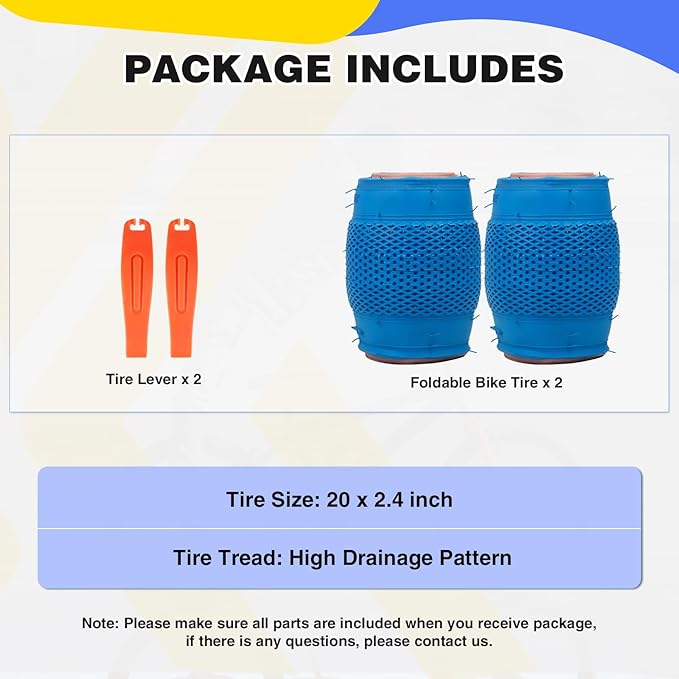 20 x 2.4 inch Bike tire Blue BMX tire 20 inch 2 Pack 20 Bike Tires,Kids Bike Tires Folding Replacement Tires Suitable for Bicycle Tires 20x2.35 20x2.4,20x2.5,3 Colors