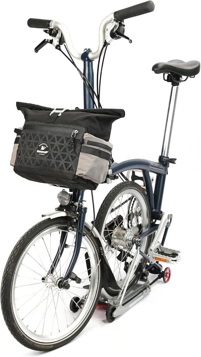 Rhinowalk Handlebar Bag for Brompton Folding Bike, 6.5L Expandable Front Bag with Quick Release Mount, Multiple Pockets, Shoulder Strap & Rain Cover (Black)