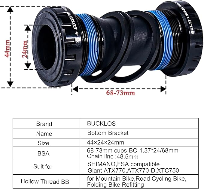 BUCKLOS IXF 104 BCD 30T-38T 170MM Mountain Bike Crankset, Hollow Integrated MTB Crank Set, Aluminum Alloy Crankset Round Oval Narrow Wide Chainring with Bottom Bracket Bolts Fit Shimano/FSA Gaint